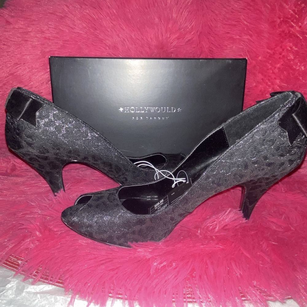 Hollywould for Target‎ Grace Heels Black Lace Women's Size 10 Peep Toe